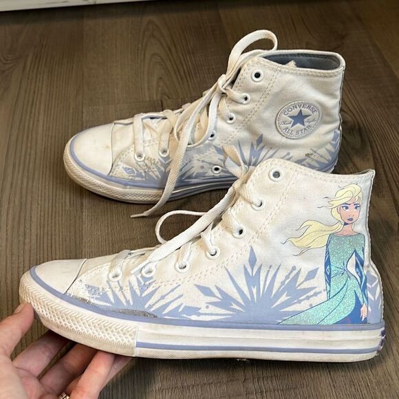 Converse Disney Frozen Elsa All Star Chuck Taylor Hi-Top Shoes Junior Size 5 - Picture 1 of 12